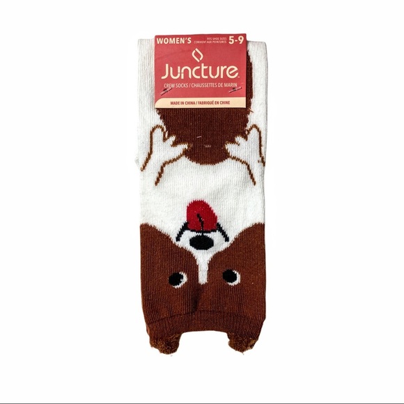 NWT Juncture Crew Socks, Dog with Fuzzy Ears That Stick Up - Women’s - Picture 6 of 7